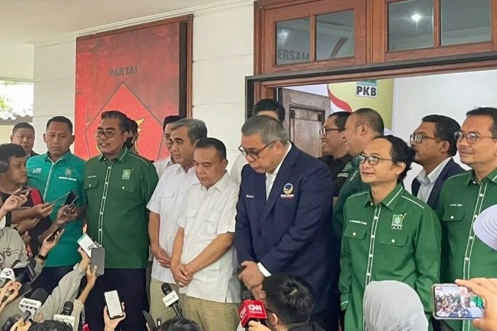 Pertemuan antara PKB-Gerindra dan Partai Nasdem di Kantor Sekretariat Bersama, Menteng, Jakarta Pusat, Kamis (26/1/2023). (Instagram.com/@jazilulfawaid_real)