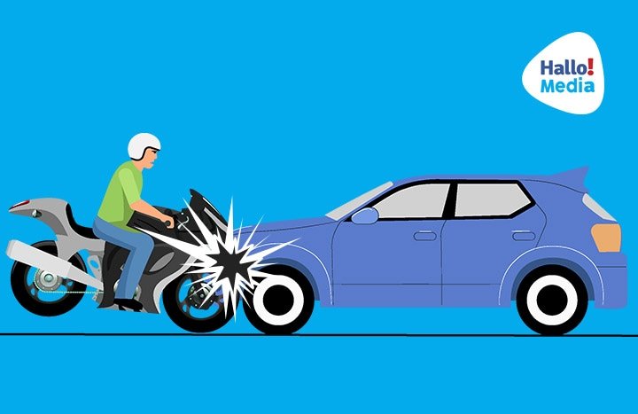 Ilustrasi Kecelkaan Mobil dan Motor. (Dok. Halloupdate.com/M. Rifai Azhari)
