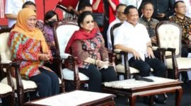Presiden kelima RI Megawati Soekarnoputri dalam Peringatan Sembilan Tahun UU Desa di Gelora Bung Karno (GBK). (Instagram.com/@khofifah.ip) 