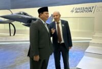 Menteri Pertahanan Prabowo Subianto menghadiri pameran International Paris Air Show 2023 di Le Bourget. (Dok. Tim Meida Prabowo Subianto) 
