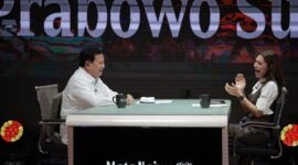 Menteri Pertahanan (Menhan) RI Prabowo Subianto saat menghadiri program 'Mata Najwa'. (Dok. Tim Media Prabowo Subianto)
