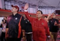 Menteri Pertahanan Prabowo Subianto diacara Puncak Hari Olah Raga Nasional (HAORNAS) XL Tahun 2023 di GOR Velodrome Rawamangun, Jakarta. (Dok. Tim Media Prabowo Subianto)