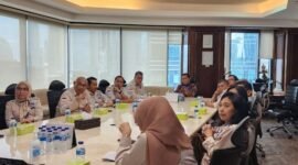 Pertemuan DPP Perkumpulan Profesi Pasar Modal Indonesia (PROPAMI) dengan Direktur Utama Kustodian Sentral Efek Indonesia (KSEI), Samsul Hidayat, Jakarta. (Doc.PROPAMI)