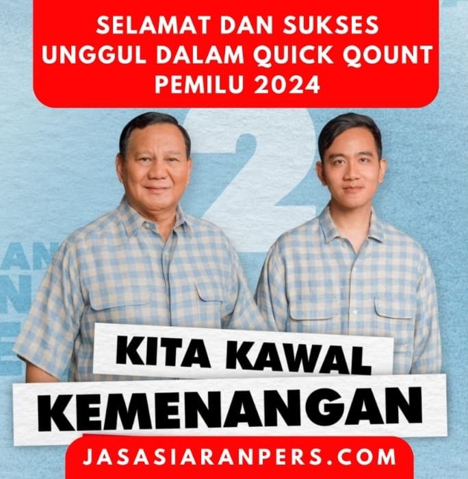 Pasangan Prabowo - Gibran unggul dalam berbagai hitungan quick qount Pemilu 2024. (Dok. Jasasiaranpers.com)
