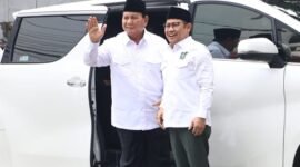 Prabowo Subianto berkunjung ke kantor Dewan Pengurus Pusat (DPP) Partai Kebangkitan Bangsa (PKB) usai keputusan penetapan sebagai presiden terpilih 2024 di KPU, Jakarta, Rabu (24/4/2024). (Dok. Tim Media Prabowo Subianto)
