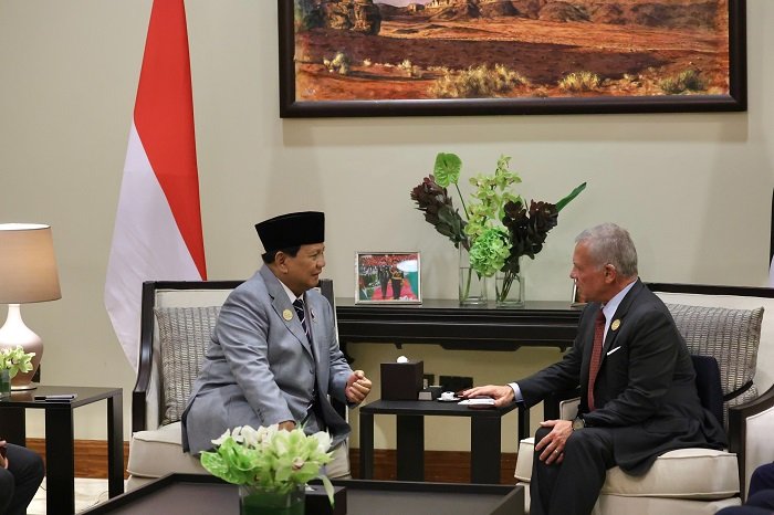 Menteri Pertahanan RI Prabowo Subianto bersama Raja Yordania Abdullah II bin Al-Hussein. (Dok. Tim Media Prabowo)