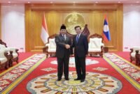 Menteri Pertahanan RI Prabowo Subianto melakukan kunjungan kehormatan kepada Presiden Republik Demokratik Rakyat Laos Thongloun Sisoulith dan Perdana Menteri Laos Sonexay Siphandone di Laos. (Dok. Tim Media Prabowo)