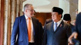 Presiden Prabowo Subianto saat menerima kunjungan kehormatan PM Australia di Lima, Peru, Kamis (14/11/2024). (Dok. Tim Media Prabowo)